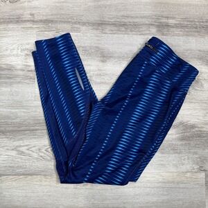 Under Armour Women Blue Geometric‎ Print Athletic Leggings Pants Size Small
